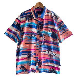 Margaritaville Button Up NWT Shirt Large Coral Palm Hawaiian Beach Coastal